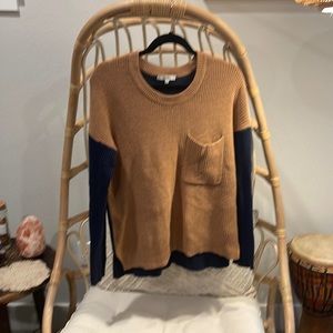 Madewell tan and navy color block sweater.   Size small